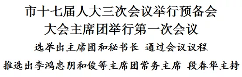 市十七届人大三次会议举行预备会 大会主席团举行第一次会议(图1)