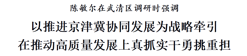 陈敏尔在武清区调研：以推进京津冀协同发展为战略牵引，在推动高质量发展上真抓实干勇挑重担(图1)
